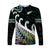 New Zealand Rugby Maori Long Sleeve Shirt Silver Fern Koru Vibes - Paua Shell LT8 Unisex Green - Polynesian Pride