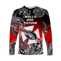 Wallis and Futuna Polynesian Long Sleeve Shirt Unique Style - Gradient Red Black LT8 - Polynesian Pride