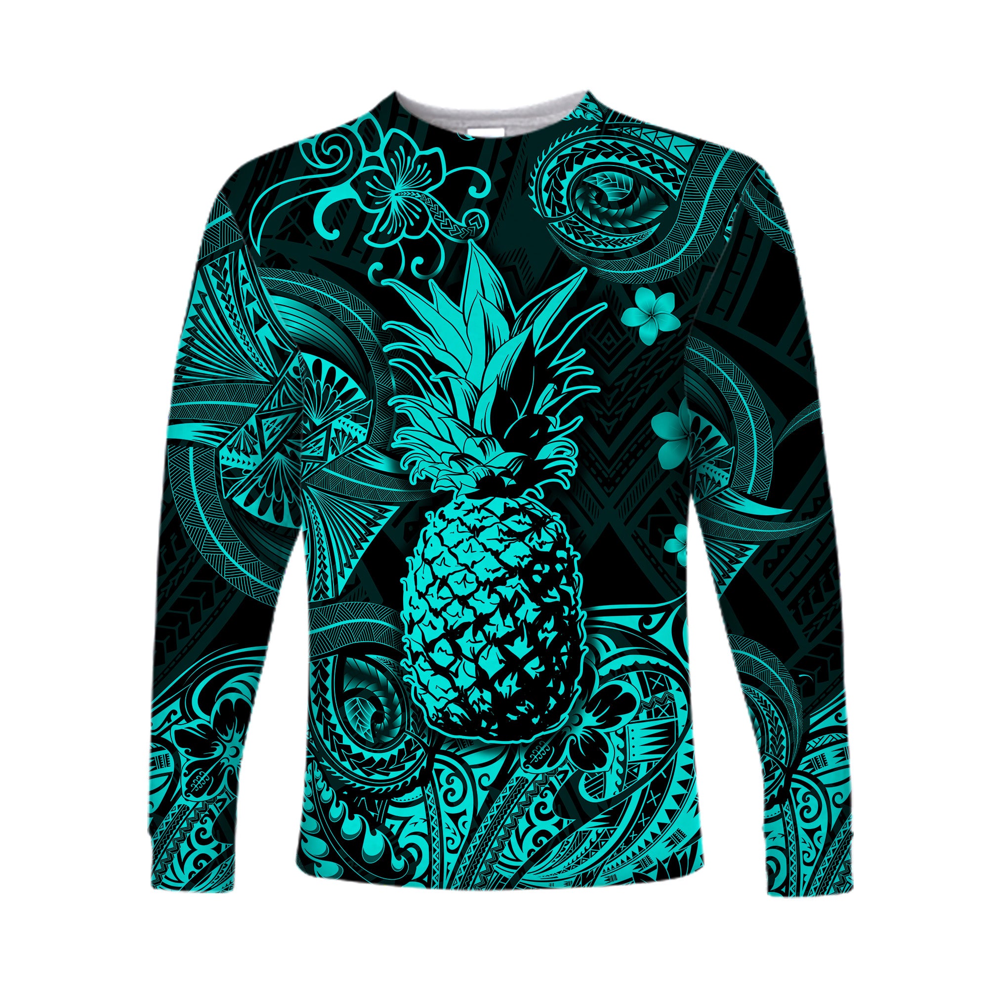 (Custom Personalised) Hawaii Pineapple Polynesian Long Sleeve Shirt Unique Style - Turquoise LT8 - Polynesian Pride