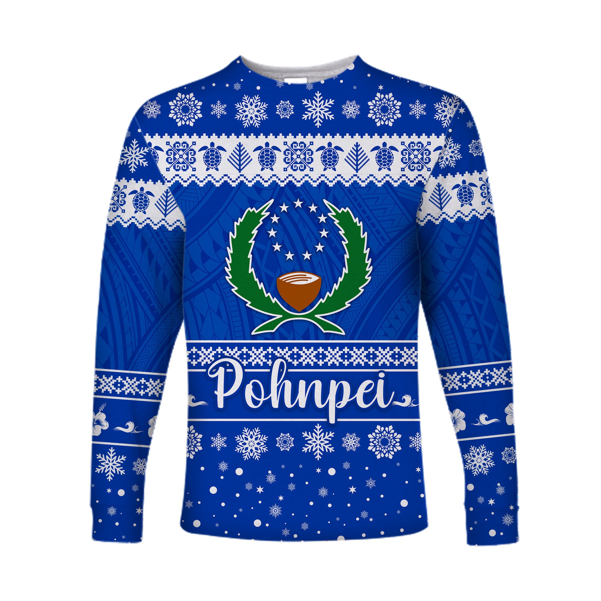 (Custom Personalised) FSM Pohnpei Christmas Long Sleeve Shirt Simple Style LT8 - Polynesian Pride