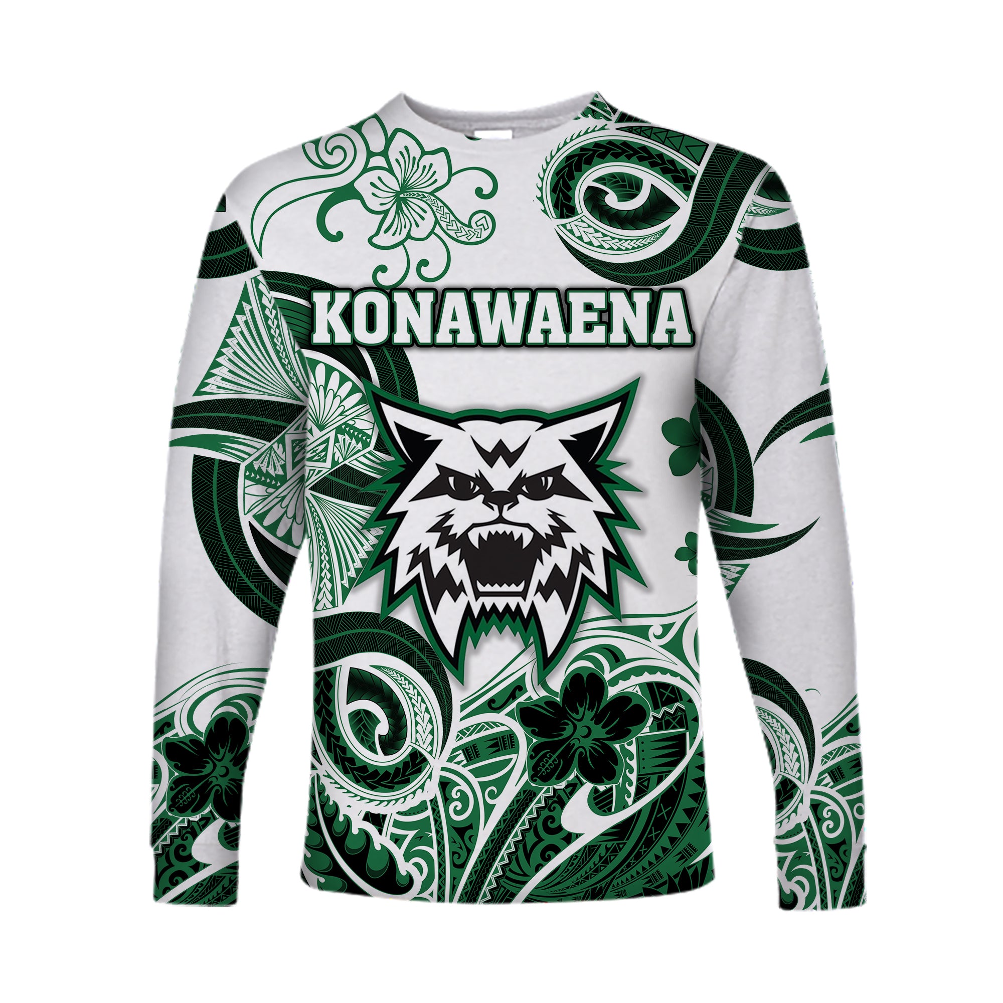 Hawaii Konawaena Wildcats School Long Sleeve Shirt Unique Style LT8 Unisex Green - Polynesian Pride