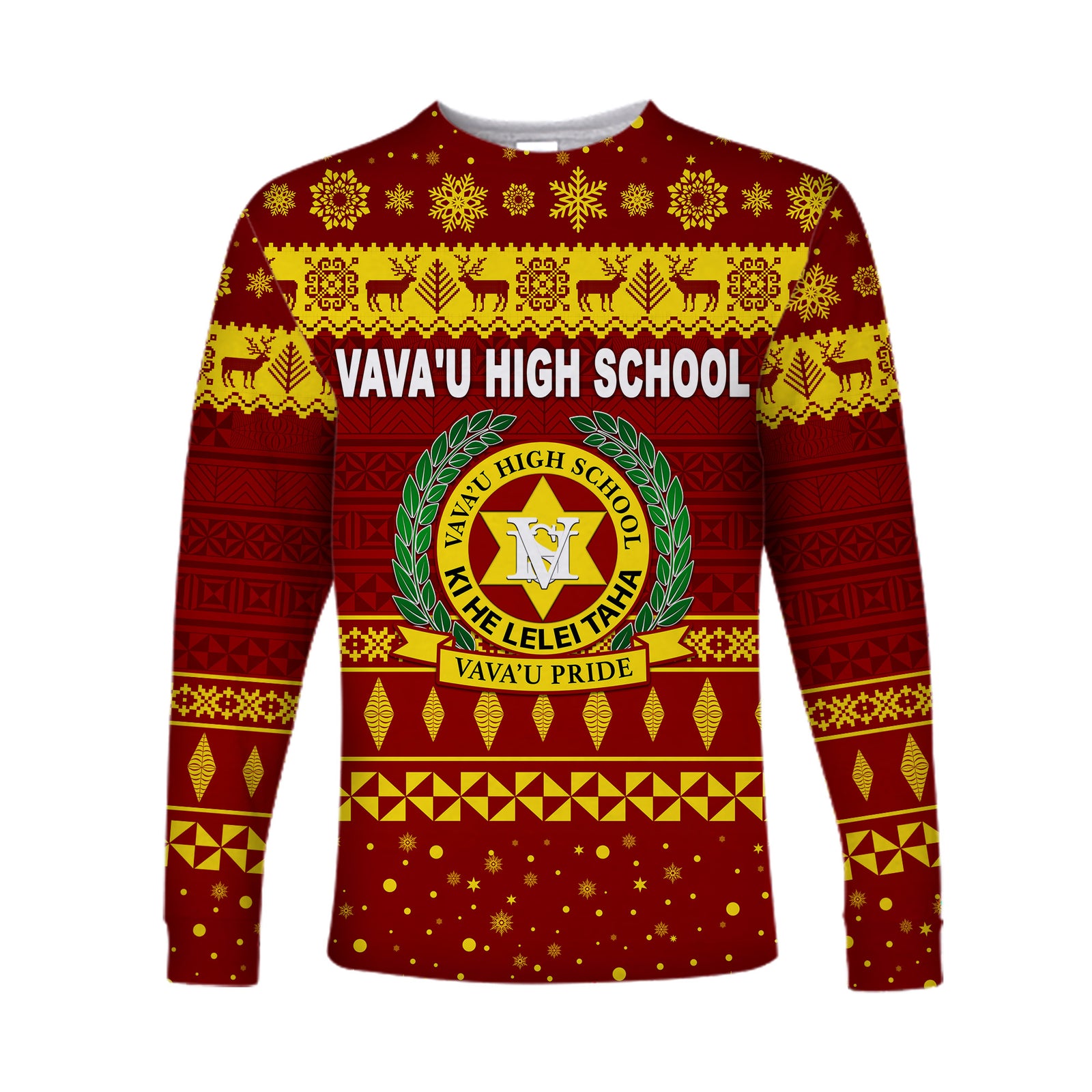 (Custom Personalised) Vava'u High School Christmas Long Sleeve Shirt Simple Style - Maroon LT8 Unisex Green - Polynesian Pride