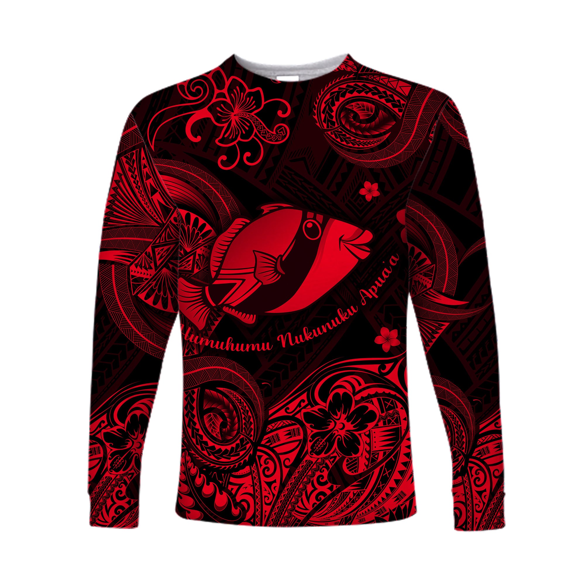 (Custom Personalised) Hawaii State Fish: Humuhumu Nukunuku Apua'a Polynesian Long Sleeve Shirt Unique Style - Red LT8 - Polynesian Pride