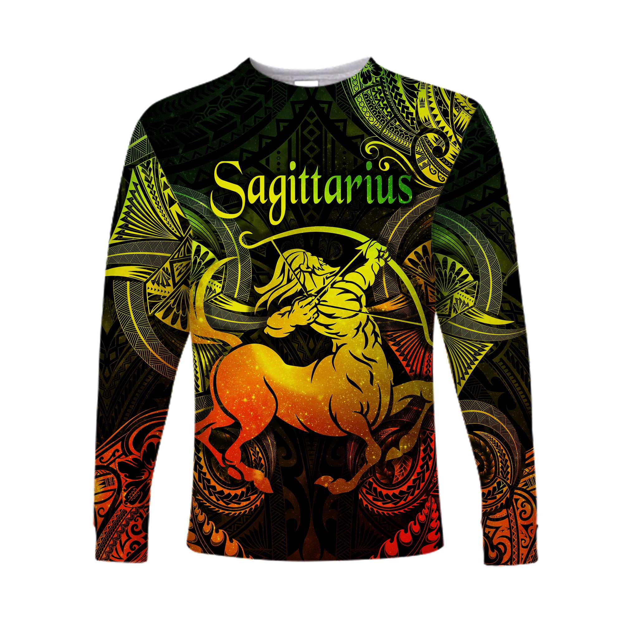 Sagittarius Zodiac Polynesian Long Sleeve Shirt Unique Style - Reggae LT8 Unisex Reggae - Polynesian Pride