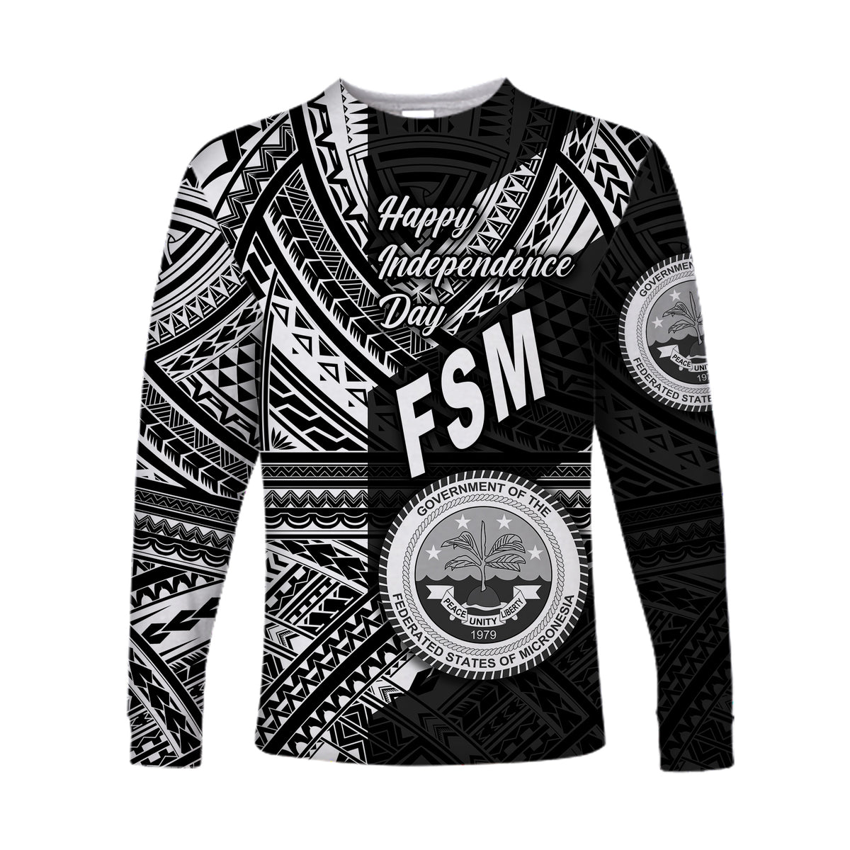 (Custom Personalised) Federated States of Micronesia Long Sleeve Shirt FSM Happy Independence Day Original Vibes - Black LT8 - Polynesian Pride