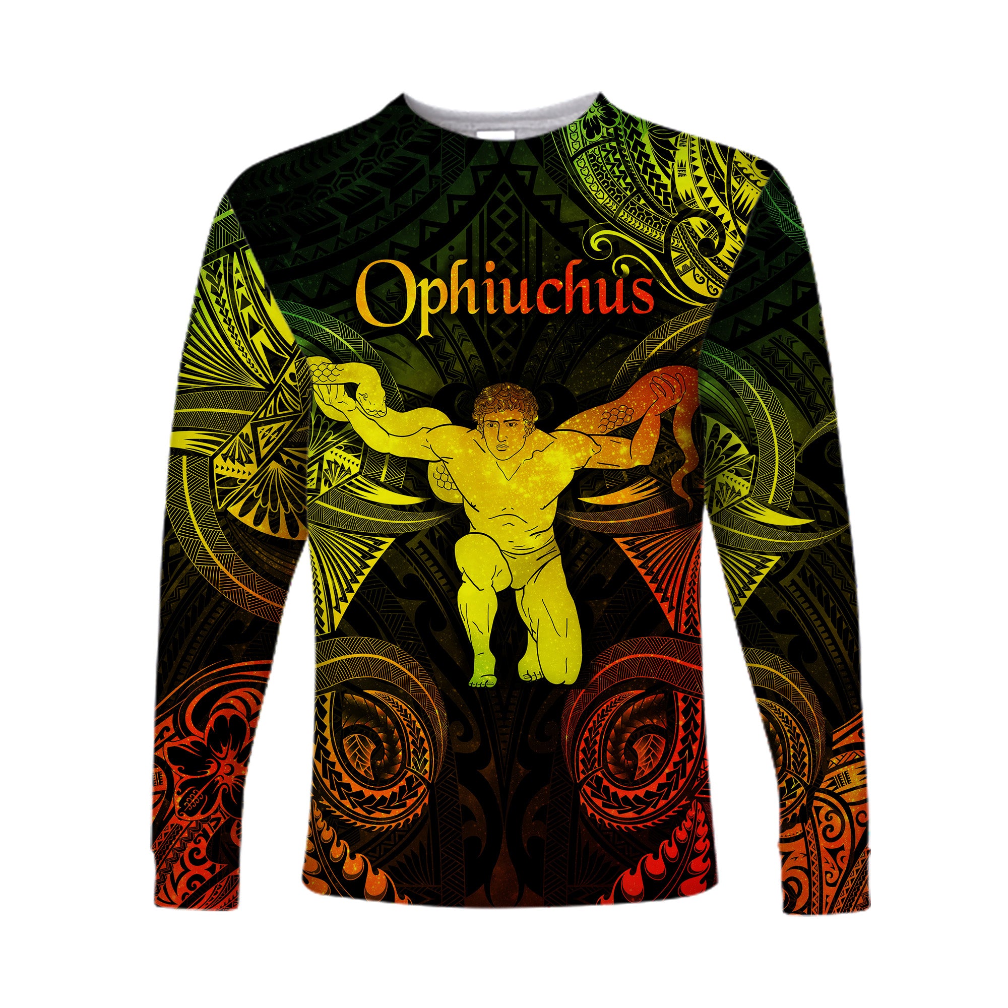 Ophiuchus Zodiac Polynesian Long Sleeve Shirt Unique Style - Reggae LT8 Unisex Reggae - Polynesian Pride