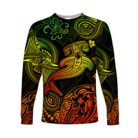 (Custom Personalised) Hawaii Hammer Shark Polynesian Long Sleeve Shirt Unique Style - Reggae LT8 Unisex Reggae - Polynesian Pride