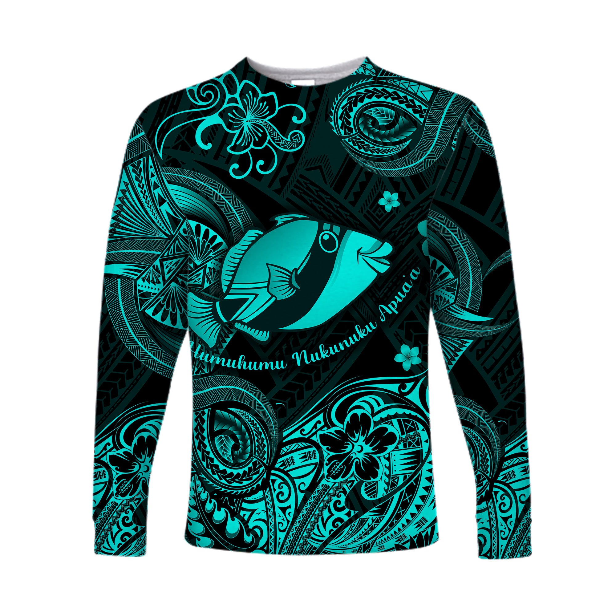 Hawaii State Fish: Humuhumu Nukunuku Apua'a Polynesian Long Sleeve Shirt Unique Style - Turquoise LT8 - Polynesian Pride