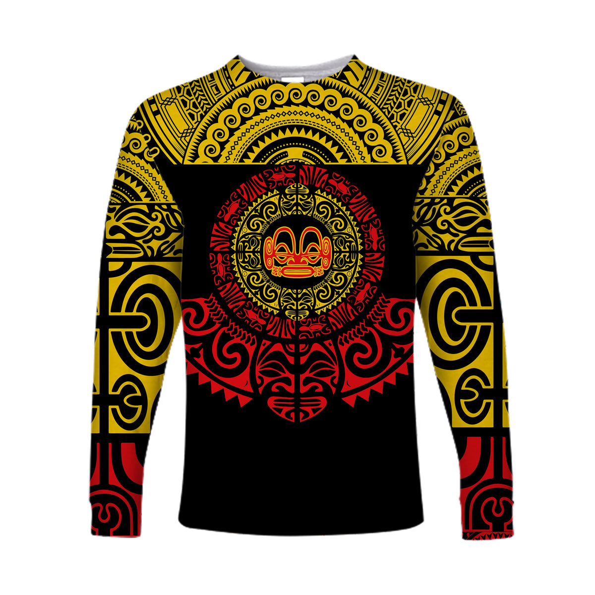 Marquesas Islands Long Sleeve Shirt Marquesan Tattoo Simplified Version - Yellow LT8 - Polynesian Pride