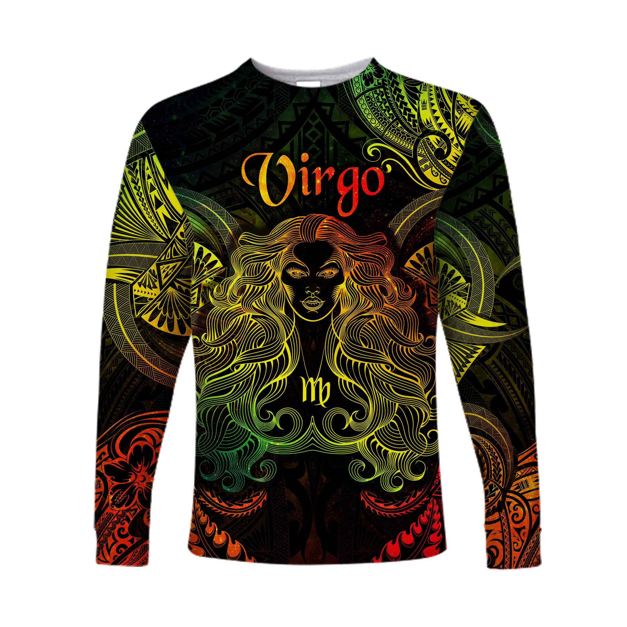 (Custom Personalised) Virgo Zodiac Polynesian Long Sleeve Shirt Unique Style - Reggae LT8 Unisex Reggae - Polynesian Pride