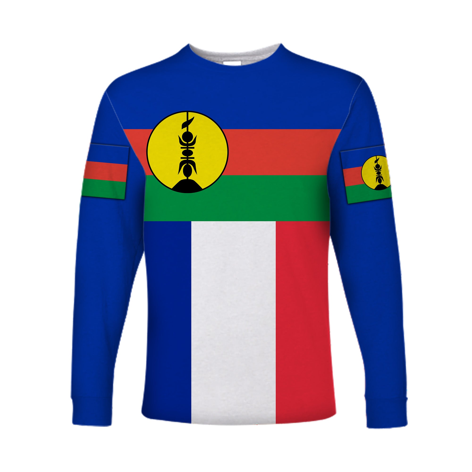 (Custom Personalised) New Caledonia Long Sleeve Shirt Flag Vibes LT8 Unisex Blue - Polynesian Pride