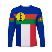 (Custom Personalised) New Caledonia Long Sleeve Shirt Flag Vibes LT8 Unisex Blue - Polynesian Pride