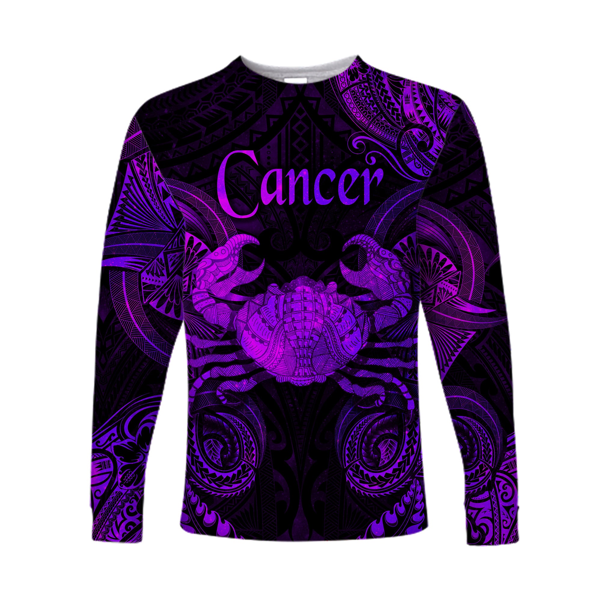 Cancer Zodiac Polynesian Long Sleeve Shirt Unique Style - Purple LT8 Unisex Purple - Polynesian Pride