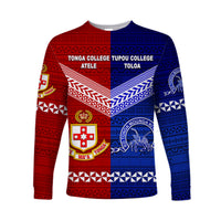(Custom Personalised) Kolisi Tonga College Atele And Tupou College Toloa Long Sleeve Shirt Together - Original LT8 Unisex Blue - Polynesian Pride