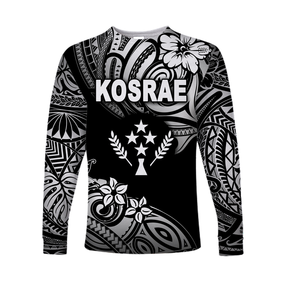 (Custom Personalised) FSM Kosrae Long Sleeve Shirts Unique Vibes - Black LT8 - Polynesian Pride