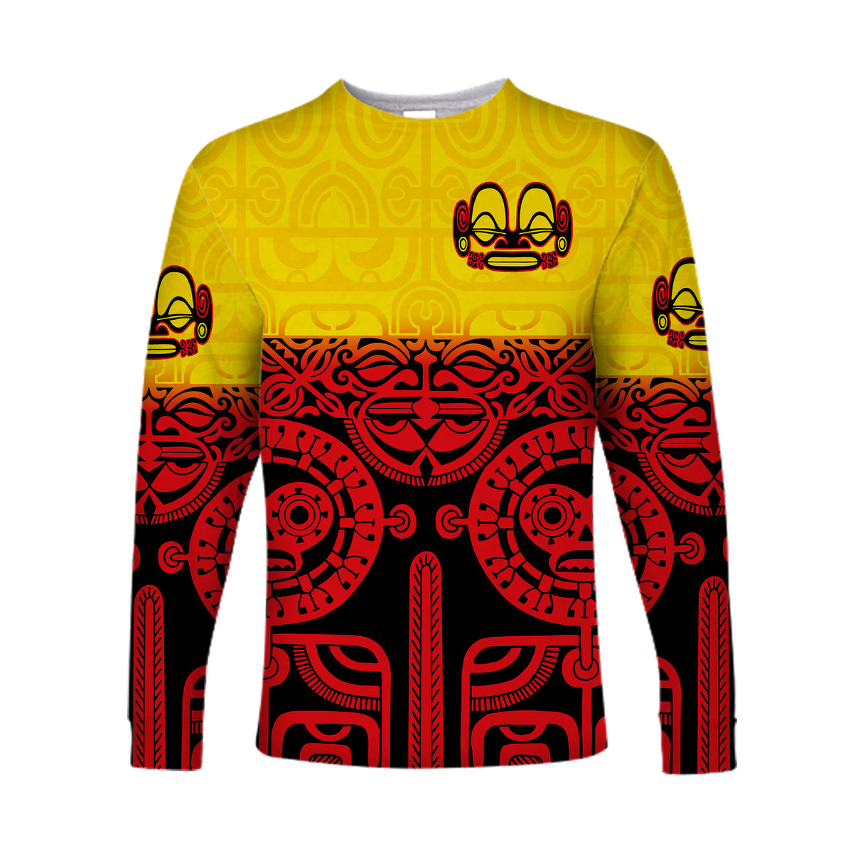 Marquesas Islands Long Sleeve Shirt Marquesan Tattoo Special Style - Gradient Red LT8 - Polynesian Pride