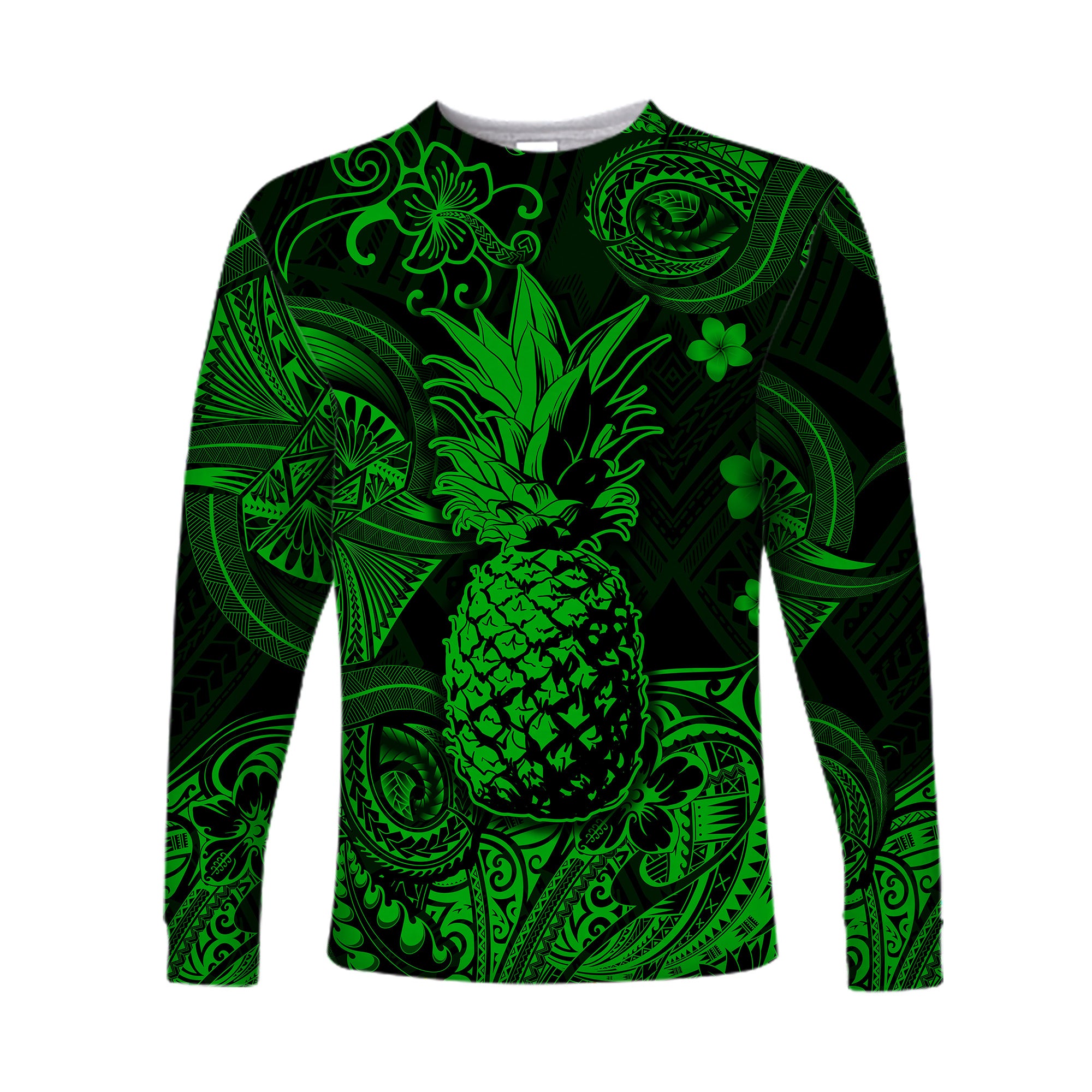 Hawaii Pineapple Polynesian Long Sleeve Shirt Unique Style - Green LT8 - Polynesian Pride