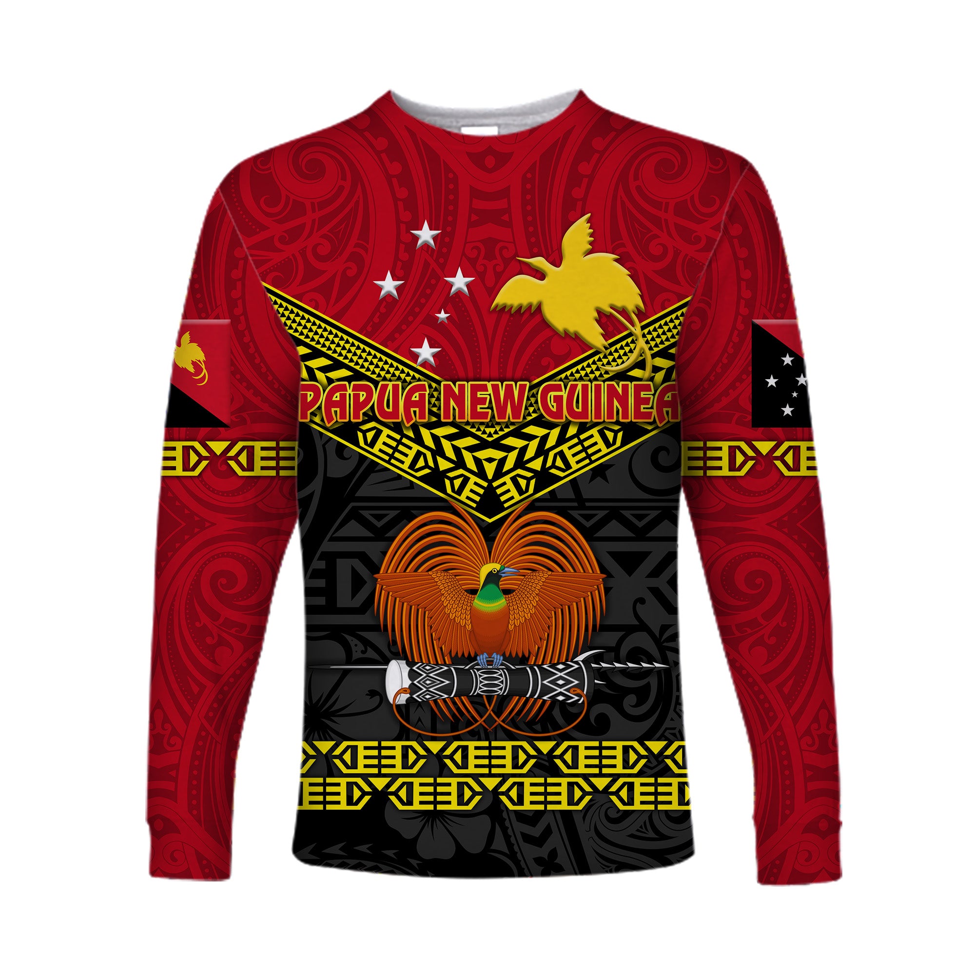 Papua New Guinea Kumuls Long Sleeve Shirt Simple Style - Black Vibes LT8 Unisex Red - Polynesian Pride