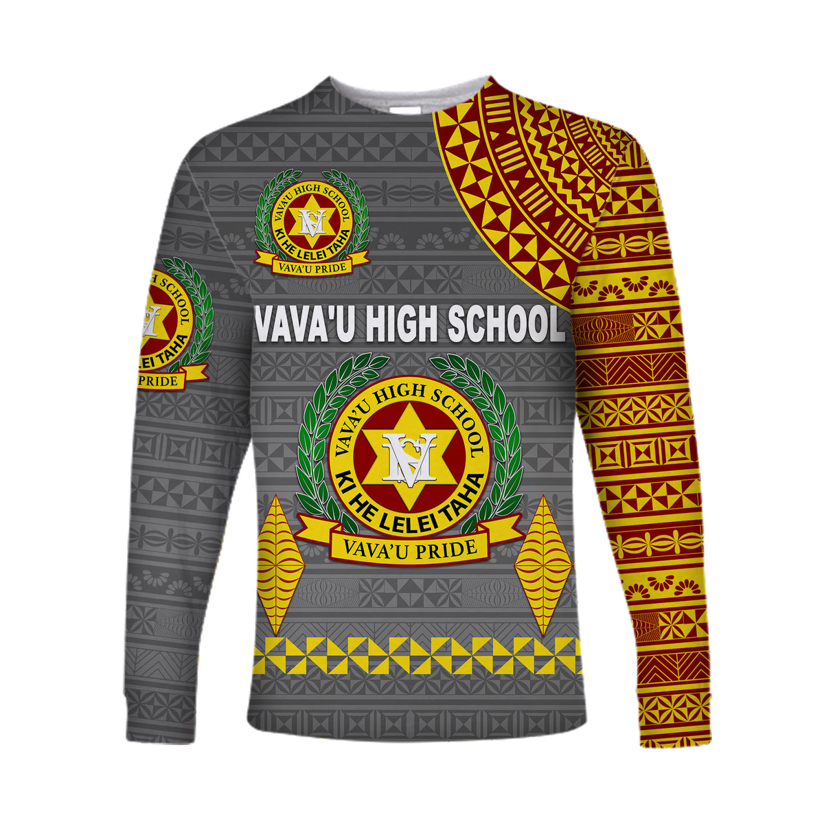 Tonga Vava'u High School Long Sleeve Shirt Simple Style - Grey LT8 - Polynesian Pride