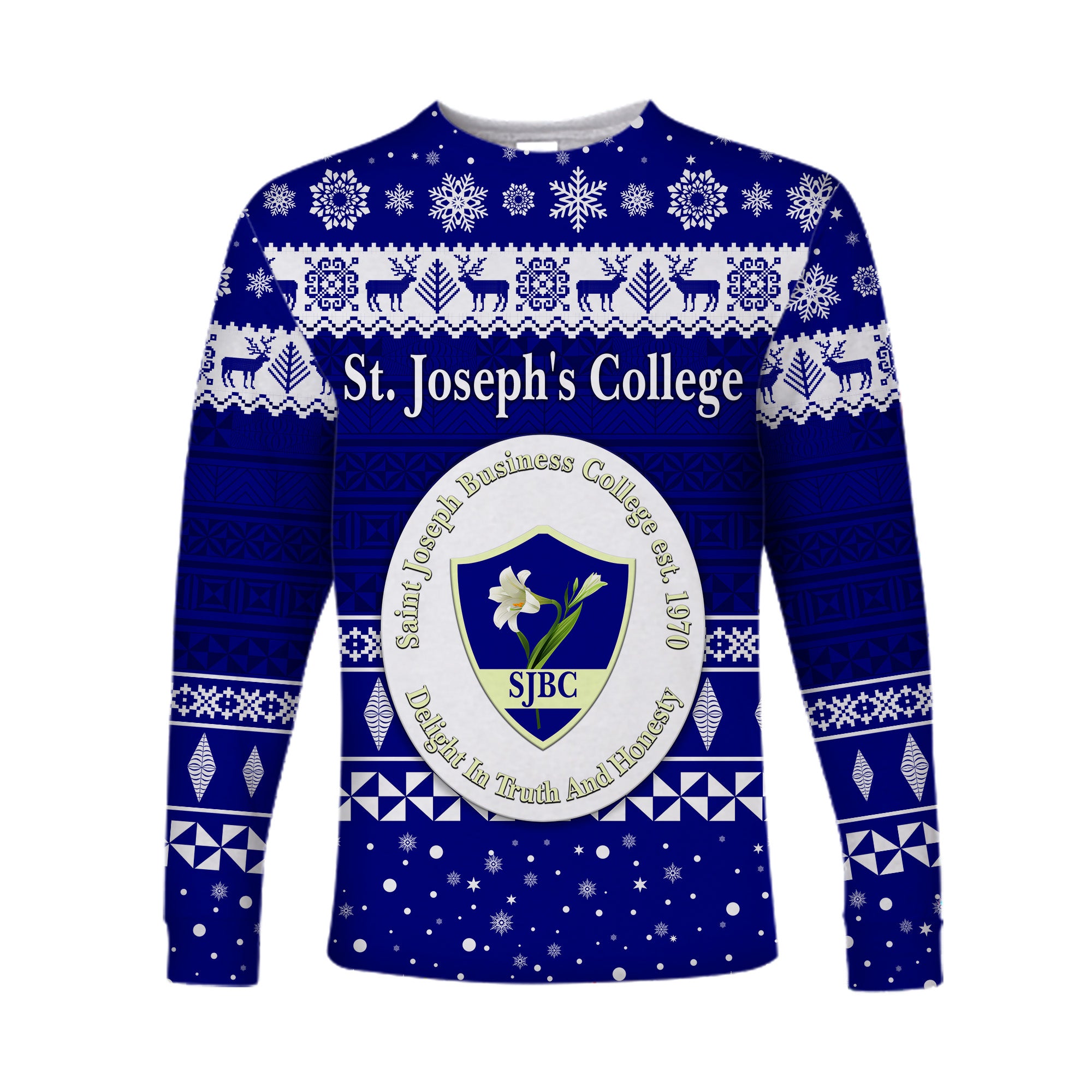 St. Joseph's College Christmas Long Sleeve Shirt Simple Style LT8 Unisex Blue - Polynesian Pride