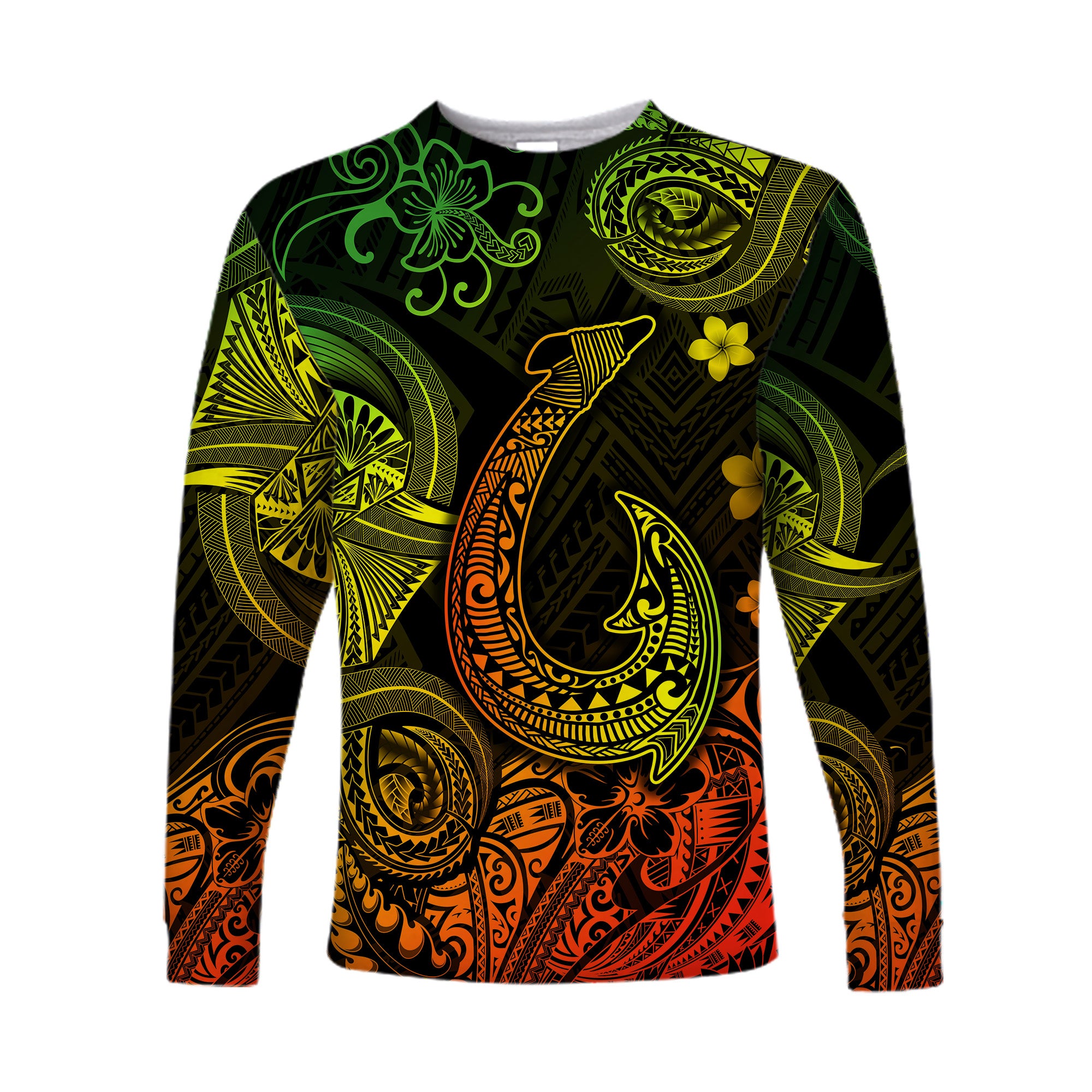 (Custom Personalised) Hawaii Fish Hook Polynesian Long Sleeve Shirt Unique Style - Reggae LT8 Unisex Reggae - Polynesian Pride