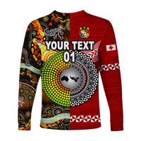 (Custom Personalised) Tonga Ngatu And Australia Aboriginal Long Sleeve Shirts Together, Custom Text And Number LT8 - Polynesian Pride