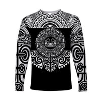 (Custom Personalised) Marquesas Islands Long Sleeve Shirt Marquesan Tattoo Simplified Version - Black LT8 - Polynesian Pride