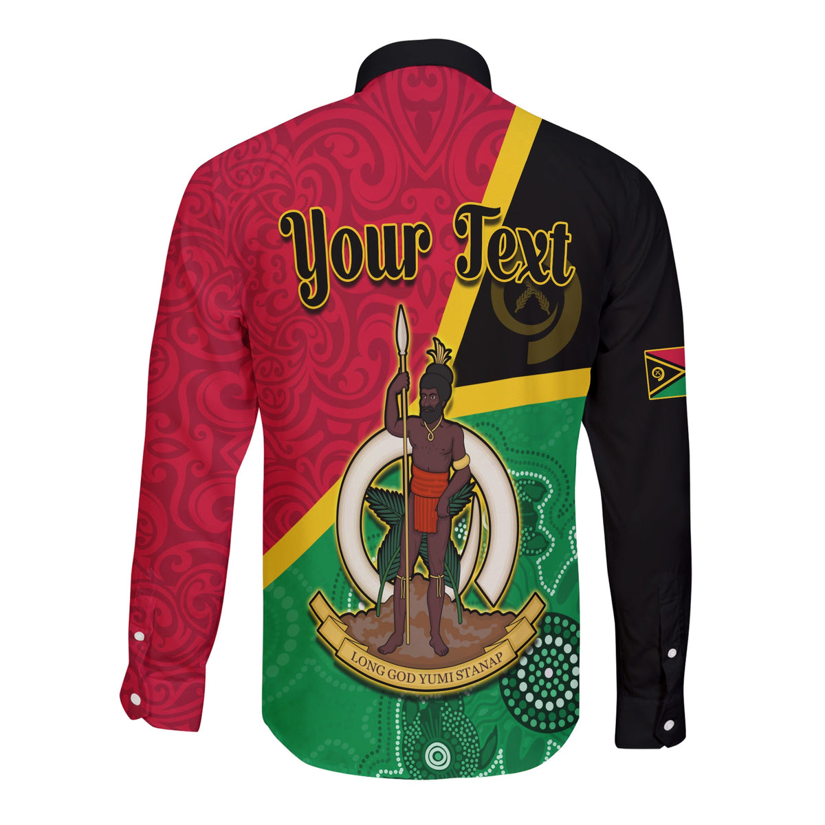 (Custom Personalised) Vanuatu Long Sleeve Button Shirt Aboriginal Turtle Mix Sand Drawing LT13 - Polynesian Pride