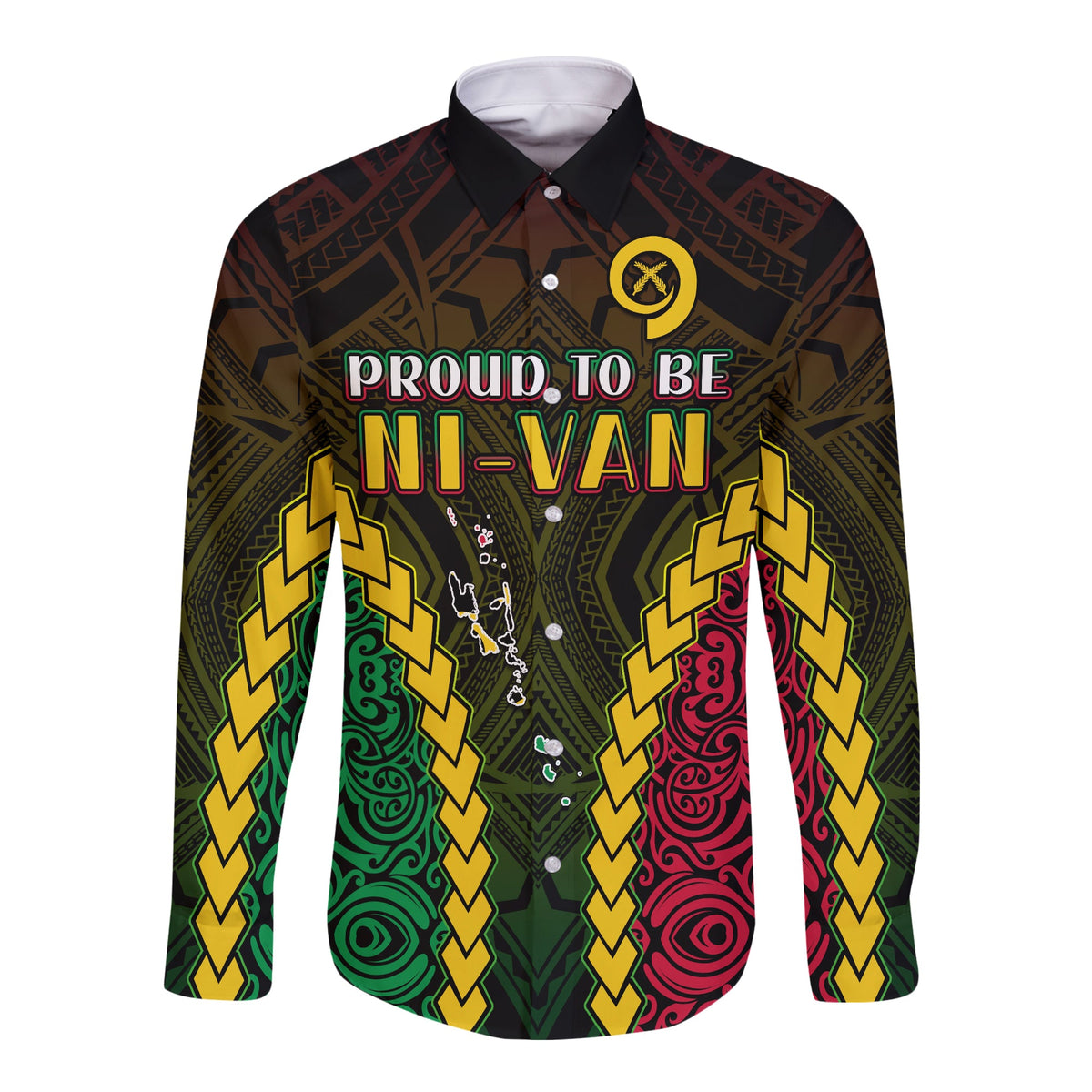 (Custom Text and Number) Vanuatu Indigenous Long Sleeve Button Shirt Proud To Be Ni - Vanuatu Polynesian Pattern LT13 - Polynesian Pride