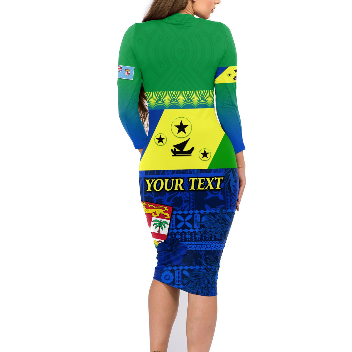 (Custom Personalised) Malampa Fiji Day Long Sleeves Dress Vanuatu Polynesia mix Flowers LT13 - Polynesian Pride