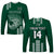 (Custom Text And Number) Hawaii Football Long Sleeve Shirt Kakau Rainbow Warriors Helmet LT14 Unisex Green - Polynesian Pride