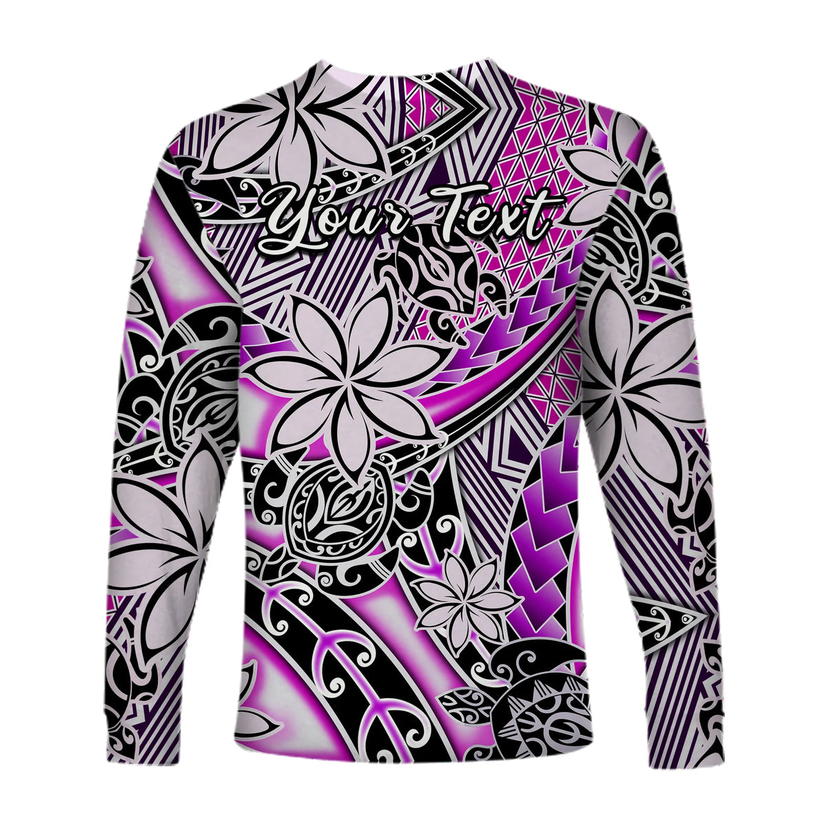 (Custom Personalised) Hawaii Long Sleeve Shirt Tribal Plumeria With Polynesian Turtle Ver.02 LT14 - Polynesian Pride