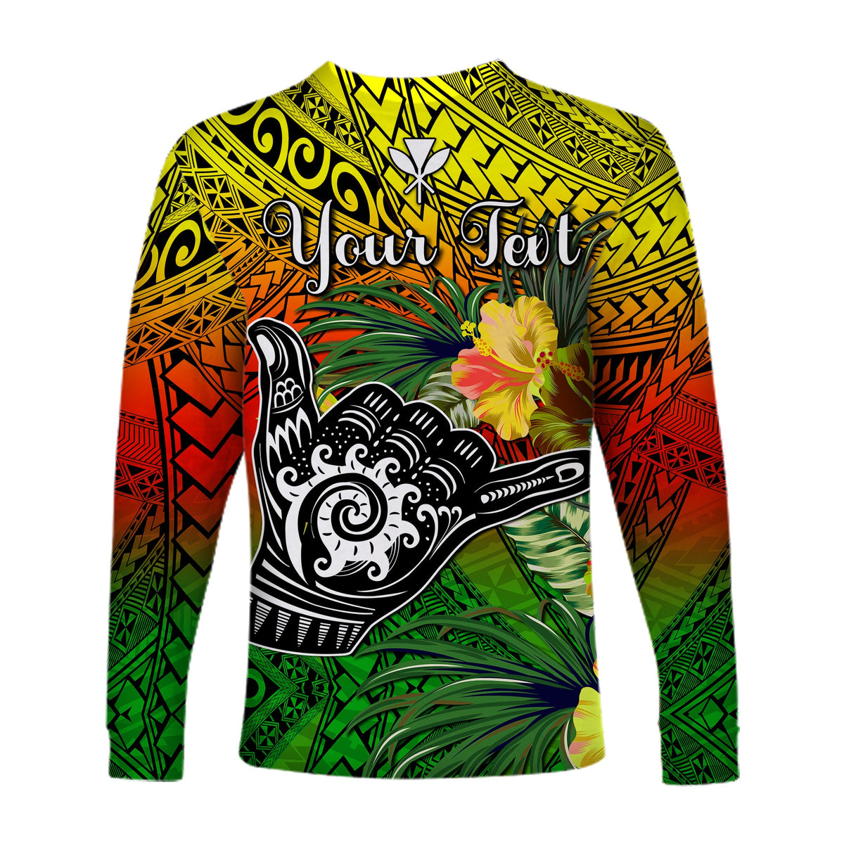(Custom Personalised) The Shaka Hawaii Long Sleeve Shirt Tropical Flowers Reggae Version LT13 - Polynesian Pride