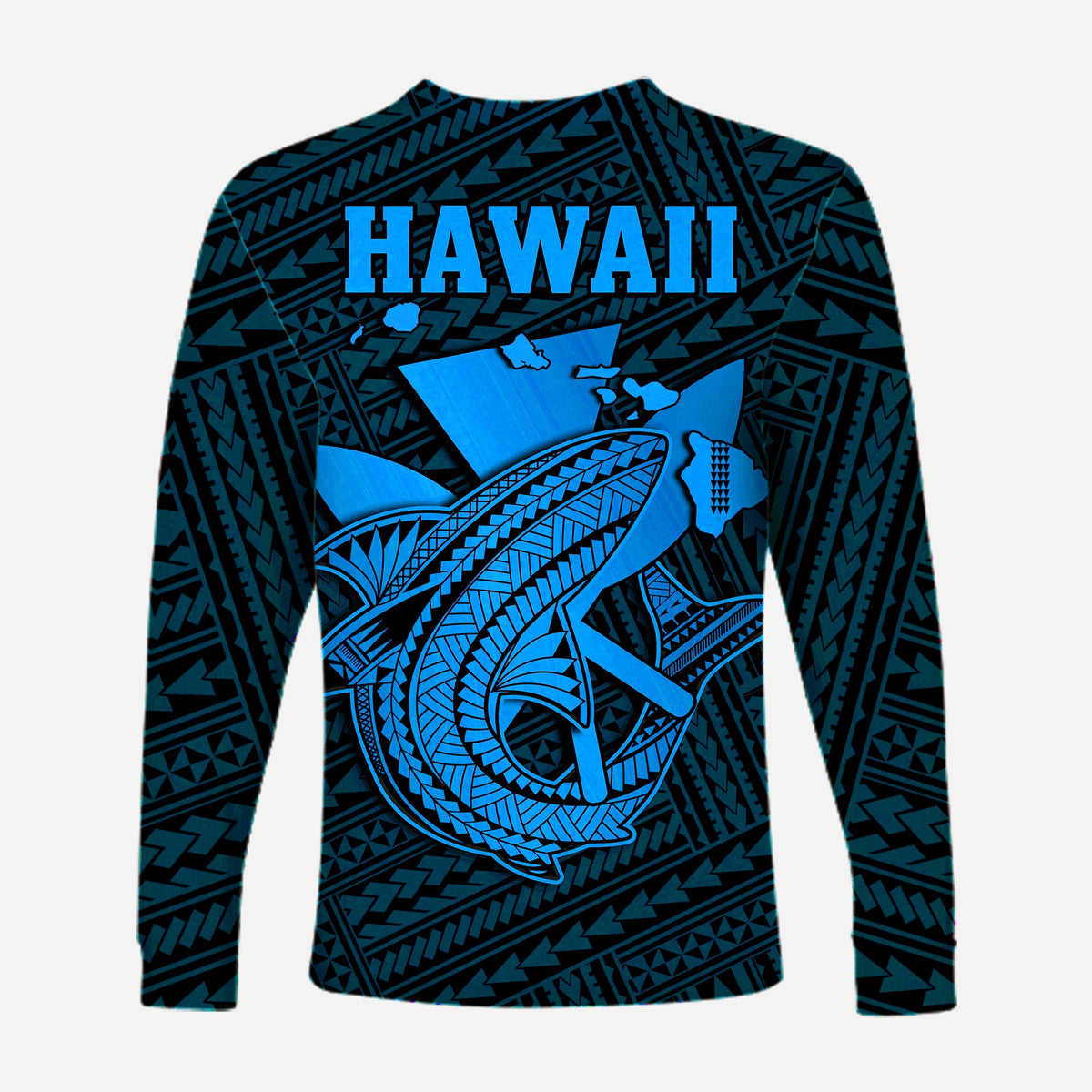 (Custom Personalised) Hawaii Long Sleeve Shirt Kakau Kanaka Maoli Combine Polynesian Shark Ver.03 LT14 - Polynesian Pride
