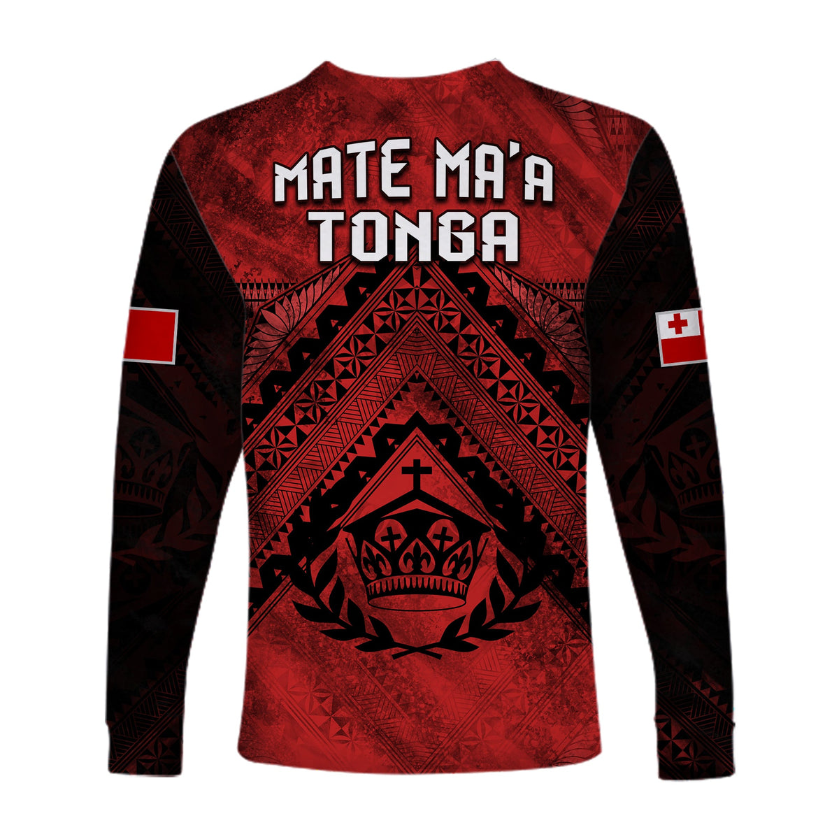 Tonga Rugby MMT Long Sleeve Shirt Ngatu Mate Maa Tonga Grunge LT13 - Polynesian Pride