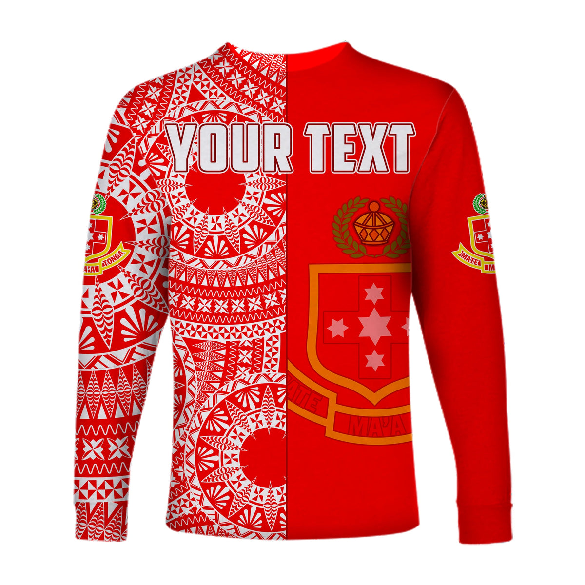 (Custom Personalised) Kolisi Tonga High School Long Sleeve Shirt Tongan Ngatu Pattern LT14 - Polynesian Pride
