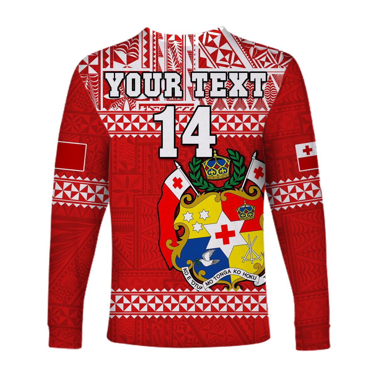 (Custom Text And Number) Tonga Rugby Long Sleeve Shirt Mate Maa Tonga Pacific Ngatu White LT14 - Polynesian Pride