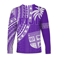 Fiji Rugby Sevens Long Sleeve Shirt Fijian 7s Tapa Polynesian Purple LT13 - Polynesian Pride