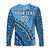 (Custom Text And Number) Fiji Tapa Rugby Long Sleeve Shirt Fijian Cibi Dance Tapa Pattern Blue LT14 - Polynesian Pride