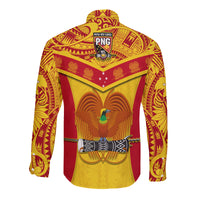 Papua New Guinea Rugby Long Sleeve Button Shirt PNG Kumuls Bird Of Paradise Yellow LT14 - Polynesian Pride