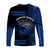 Hawaii Long Sleeve Shirt Kakau Warrior Helmet Gradient Blue Polynesian LT14 - Polynesian Pride