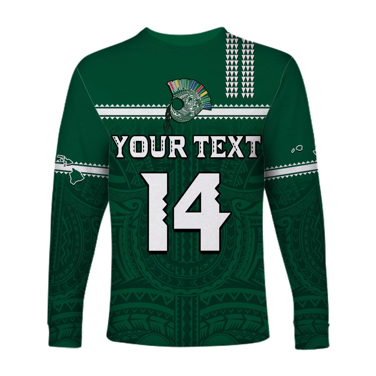 (Custom Text And Number) Hawaii Football Long Sleeve Shirt Kakau Rainbow Warriors Helmet Go Bows LT14 - Polynesian Pride