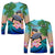 Polynesian Turtle Coconut Tree And Orchids Long Sleeve Shirt LT14 Unisex Blue - Polynesian Pride