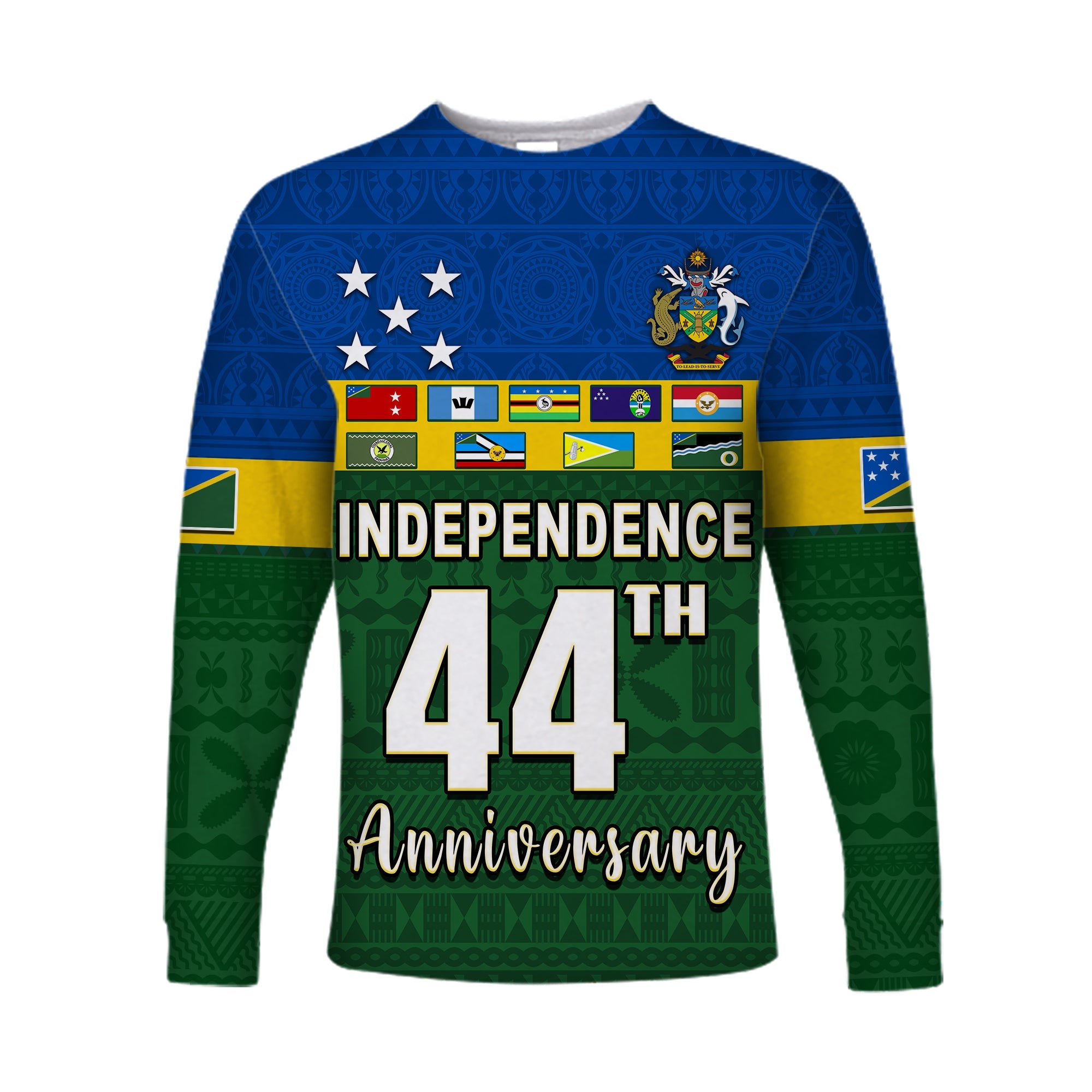 Solomon Islands National Day Long Sleeve Shirt Independence Day Tapa Pattern LT13 Unisex Green - Polynesian Pride