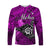 The Shaka Hawaii Long Sleeve Shirt Tropical Flowers Purple Version LT13 Unisex Purple - Polynesian Pride