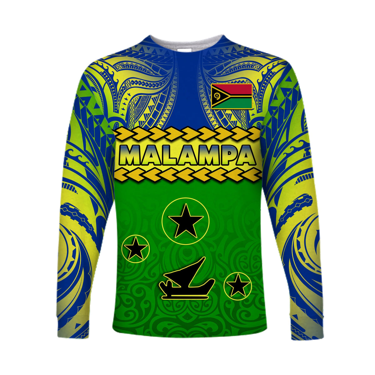 (Custom Personalised) Malampa Province Long Sleeve Shirt Vanuatu Pig Tusk Polynesian Flag Style LT14 - Polynesian Pride