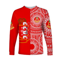 (Custom Text And Number) Kolisi Tonga High School Long Sleeve Shirt Class Of Year Tongan Ngatu Pattern LT14 - Polynesian Pride