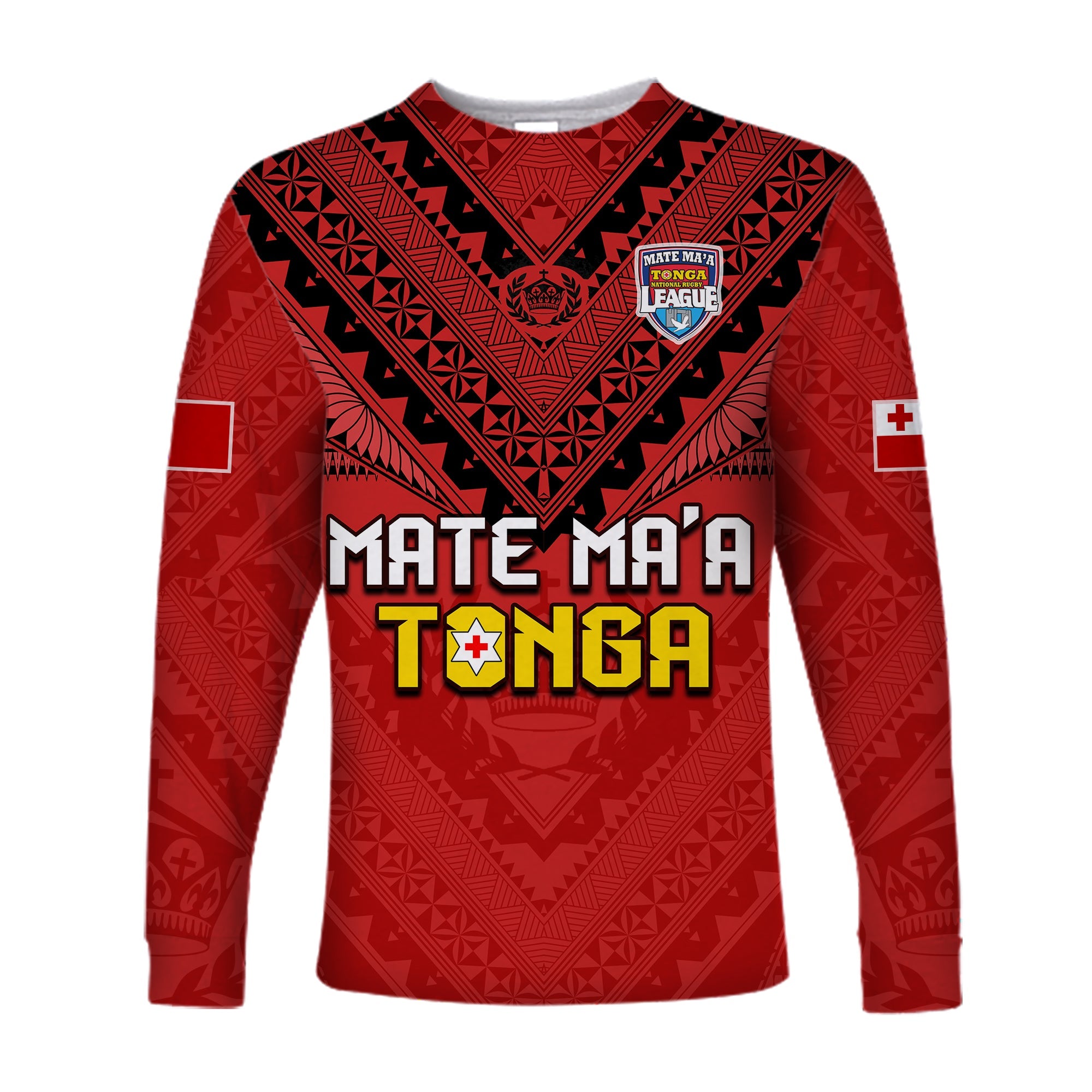 Tonga Rugby MMT Long Sleeve Shirt Ngatu Mate Maa Tonga Simple LT13 Unisex Red - Polynesian Pride