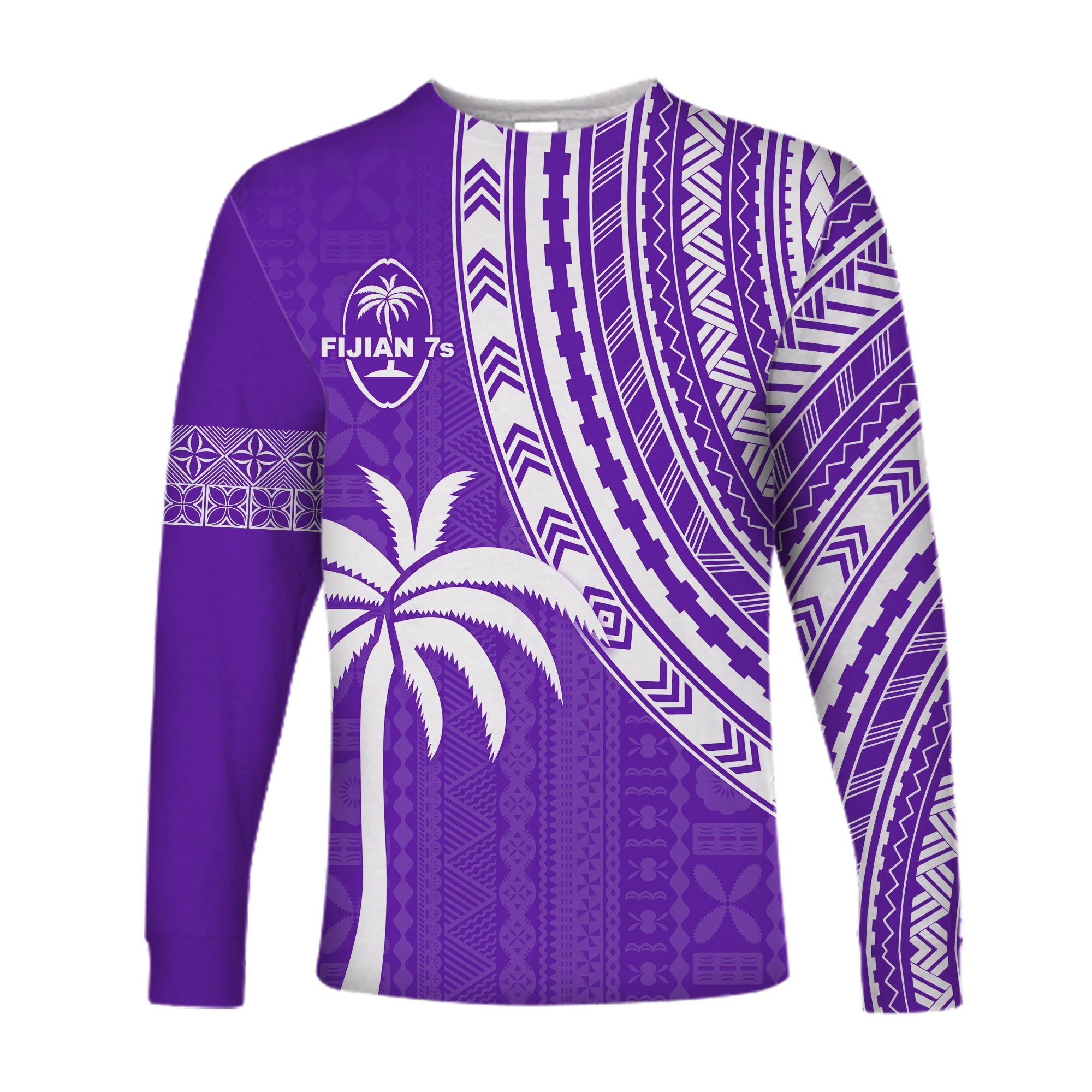 Fiji Rugby Sevens Long Sleeve Shirt Fijian 7s Tapa Polynesian Purple LT13 Unisex Purple - Polynesian Pride