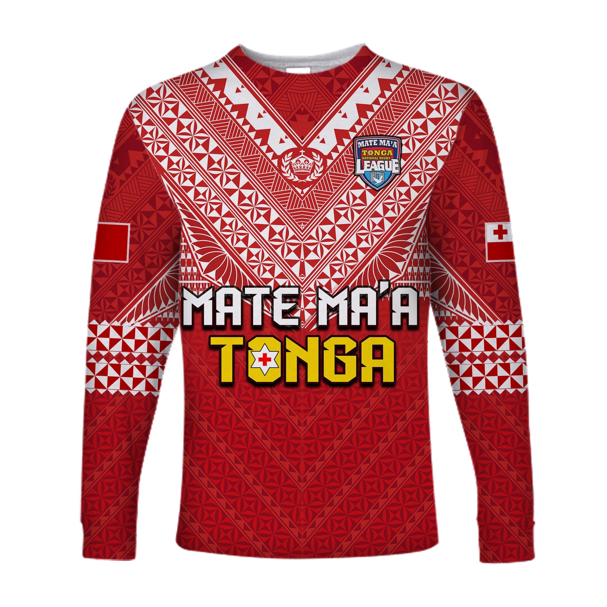 Tonga Rugby MMT Long Sleeve Shirt Ngatu Mate Maa Tonga Special LT13 Unisex Red - Polynesian Pride